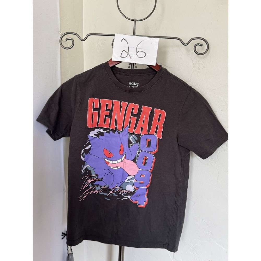 Pokemon Gengar #094 Graphic T Shirt Youth Large 10 12 Charcoal Ghost Poison Tee